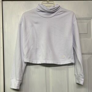 New Balance Women's Light Gray Cropped Turtleneck Sweatshirt